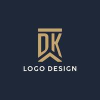 dk iniziale monogramma logo design nel un' rettangolare stile con curvo lati vettore