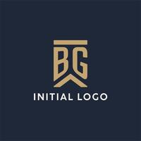 bg iniziale monogramma logo design nel un' rettangolare stile con curvo lati vettore