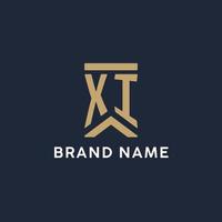 xi iniziale monogramma logo design nel un' rettangolare stile con curvo lati vettore