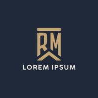 rm iniziale monogramma logo design nel un' rettangolare stile con curvo lati vettore