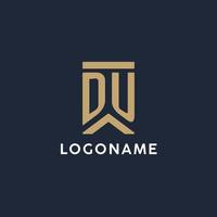 du iniziale monogramma logo design nel un' rettangolare stile con curvo lati vettore