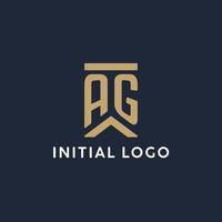 ag iniziale monogramma logo design nel un' rettangolare stile con curvo lati vettore