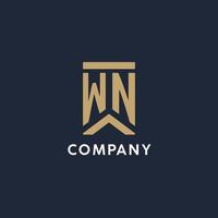wn iniziale monogramma logo design nel un' rettangolare stile con curvo lati vettore