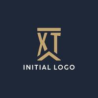 xt iniziale monogramma logo design nel un' rettangolare stile con curvo lati vettore