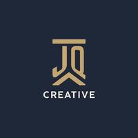 jq iniziale monogramma logo design nel un' rettangolare stile con curvo lati vettore