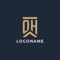 Oh iniziale monogramma logo design nel un' rettangolare stile con curvo lati vettore