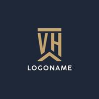 vh iniziale monogramma logo design nel un' rettangolare stile con curvo lati vettore