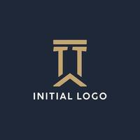 tt iniziale monogramma logo design nel un' rettangolare stile con curvo lati vettore