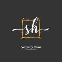 sh iniziale grafia e firma logo design con cerchio. bellissimo design manoscritto logo per moda, squadra, nozze, lusso logo. vettore