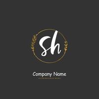 sh iniziale grafia e firma logo design con cerchio. bellissimo design manoscritto logo per moda, squadra, nozze, lusso logo. vettore