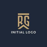 rg iniziale monogramma logo design nel un' rettangolare stile con curvo lati vettore