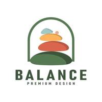vettore logo equilibrio pietra colorato Vintage ▾ illustrazione design vettore logo, equilibrio concetto. zen pietra piatto design stile.