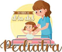 dia del pediatra testo con cartone animato personaggio vettore