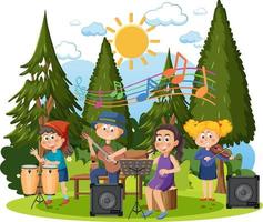 bambini giocando musica a parco vettore