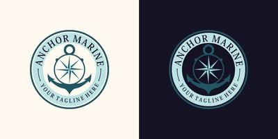 ancora logo design per marinaio icona con creativo concetto premio vettore