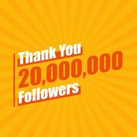 grazie 20000000 follower, 20 milioni di follower che celebrano un design moderno e colorato. vettore