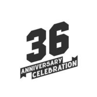36 anniversario celebrazione saluti carta, 36 ° anni anniversario vettore