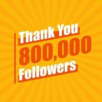 grazie 800000 follower, 800k follower che celebrano un design moderno e colorato. vettore