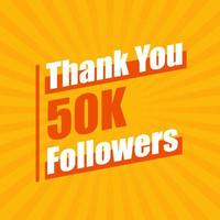 grazie 50k follower, 50000 follower che celebrano un design moderno e colorato. vettore