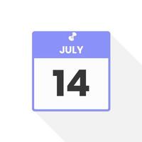 luglio 14 calendario icona. Data, mese calendario icona vettore illustrazione
