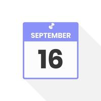 settembre 16 calendario icona. Data, mese calendario icona vettore illustrazione