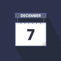 7 ° dicembre calendario icona. dicembre 7 calendario Data mese icona vettore illustratore