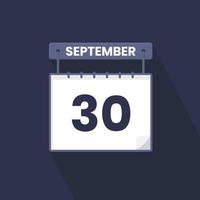 30 settembre calendario icona. settembre 30 calendario Data mese icona vettore illustratore