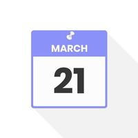 marzo 21 calendario icona. Data, mese calendario icona vettore illustrazione