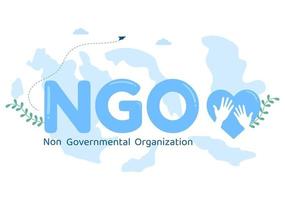 ngo o non governativo organizzazione per servire specifico sociale e politico esigenze nel modello mano disegnato cartone animato piatto illustrazione vettore