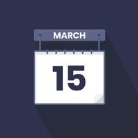 15 marzo calendario icona. marzo 15 calendario Data mese icona vettore illustratore