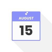 agosto 15 calendario icona. Data, mese calendario icona vettore illustrazione