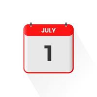 1 ° luglio calendario icona. luglio 1 calendario Data mese icona vettore illustratore