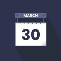 30 marzo calendario icona. marzo 30 calendario Data mese icona vettore illustratore