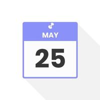 Maggio 25 calendario icona. Data, mese calendario icona vettore illustrazione