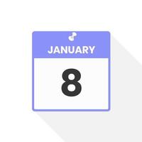 gennaio 8 calendario icona. Data, mese calendario icona vettore illustrazione