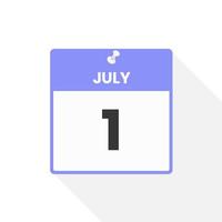 luglio 1 calendario icona. Data, mese calendario icona vettore illustrazione
