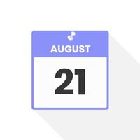 agosto 21 calendario icona. Data, mese calendario icona vettore illustrazione