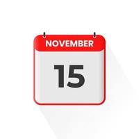 15 novembre calendario icona. novembre 15 calendario Data mese icona vettore illustratore