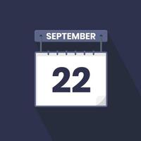 22 settembre calendario icona. settembre 22 calendario Data mese icona vettore illustratore