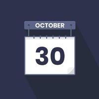 30 ottobre calendario icona. ottobre 30 calendario Data mese icona vettore illustratore