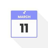 marzo 11 calendario icona. Data, mese calendario icona vettore illustrazione