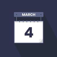 4 ° marzo calendario icona. marzo 4 calendario Data mese icona vettore illustratore