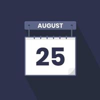 25 agosto calendario icona. agosto 25 calendario Data mese icona vettore illustratore