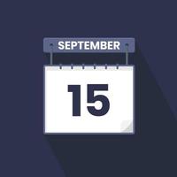 15 settembre calendario icona. settembre 15 calendario Data mese icona vettore illustratore