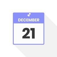 dicembre 21 calendario icona. Data, mese calendario icona vettore illustrazione