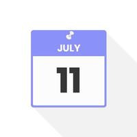 luglio 11 calendario icona. Data, mese calendario icona vettore illustrazione