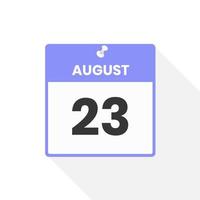 agosto 23 calendario icona. Data, mese calendario icona vettore illustrazione