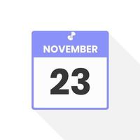 novembre 23 calendario icona. Data, mese calendario icona vettore illustrazione