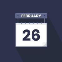 26th febbraio calendario icona. febbraio 26 calendario Data mese icona vettore illustratore