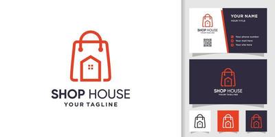 Casa logo design con shopping Borsa concetto vettore